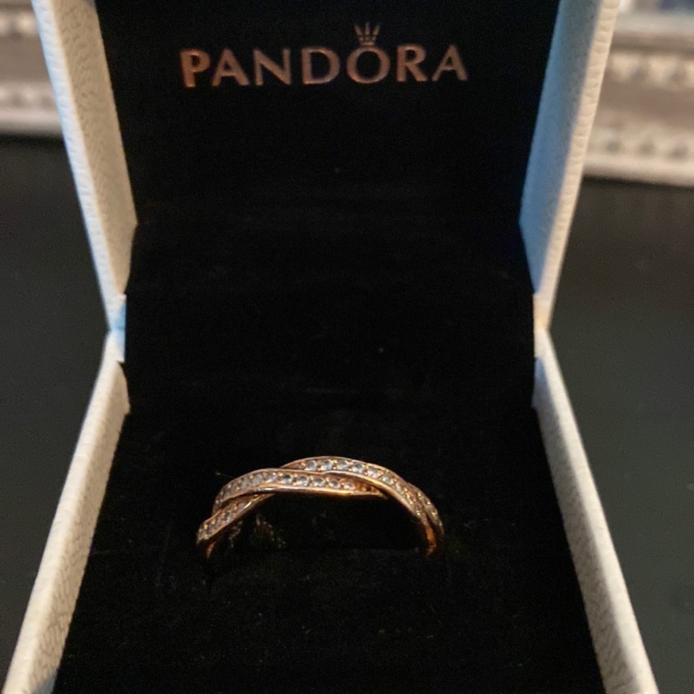 Pandora Sparkling Twisted Lines Ring Size 9 - image 1